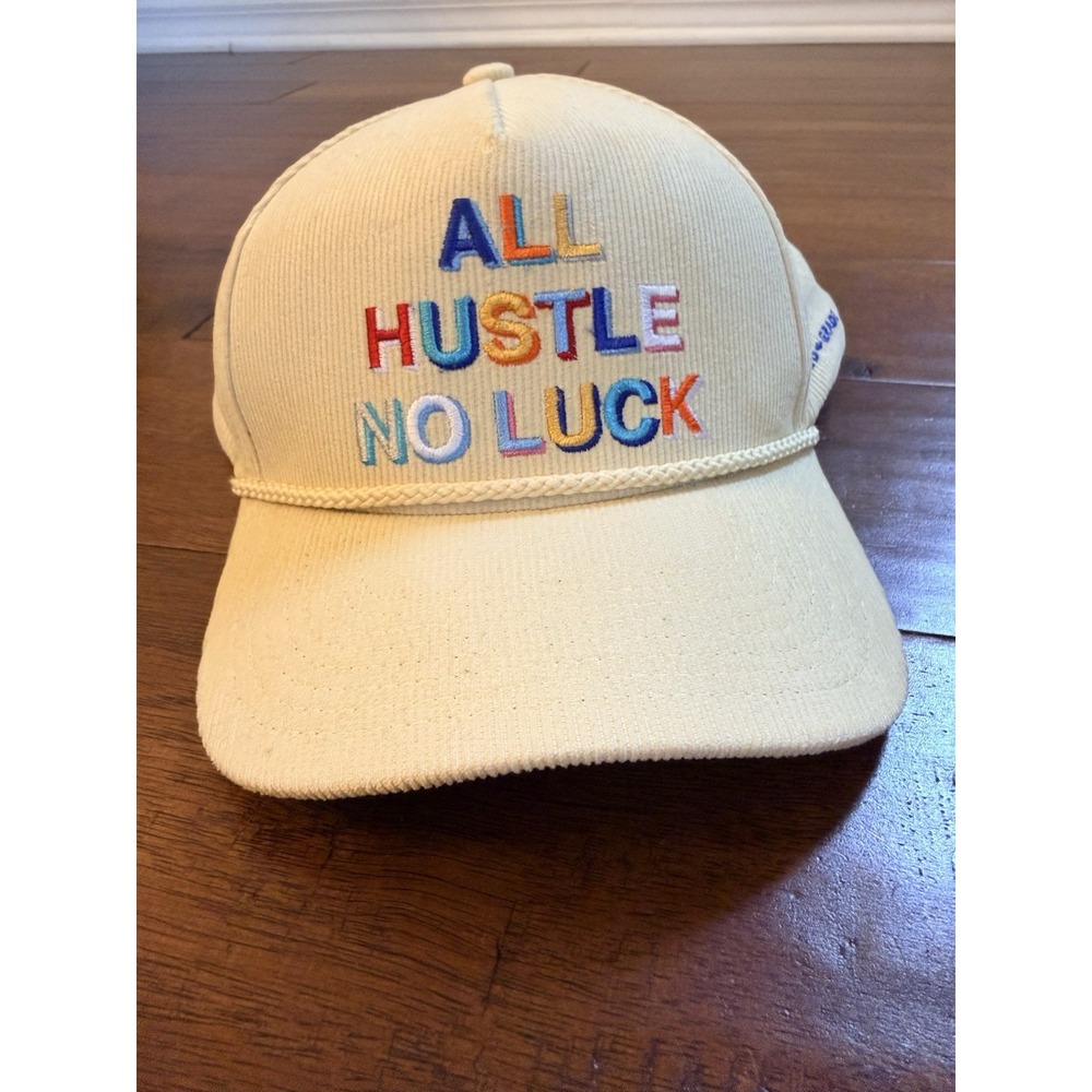 Field Grade Black Mesh Back Trucker Snapback Hat One Size "All Hustle No Luck"